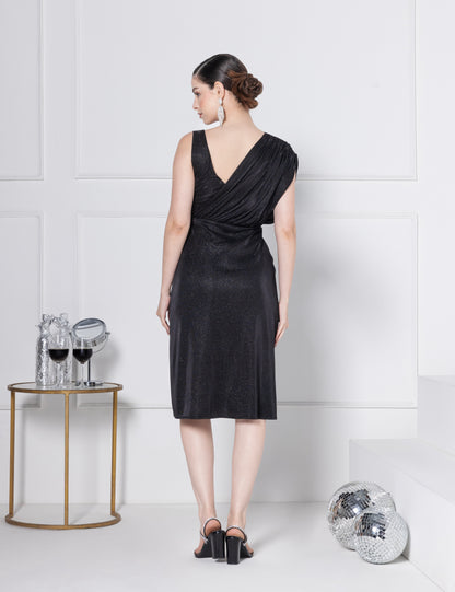 Noir Glitz Soirée Midi Dress