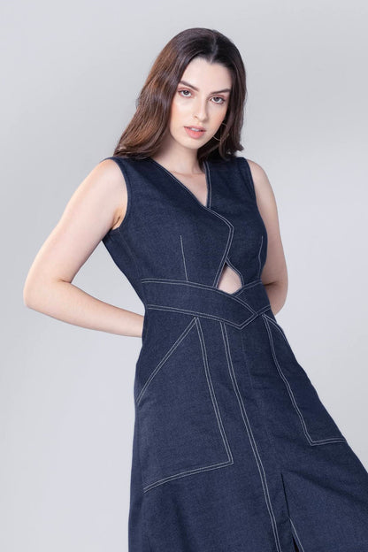 Denim Chic Midi Dress