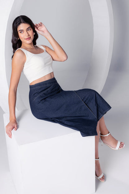 Denim Chic Midi Skirt