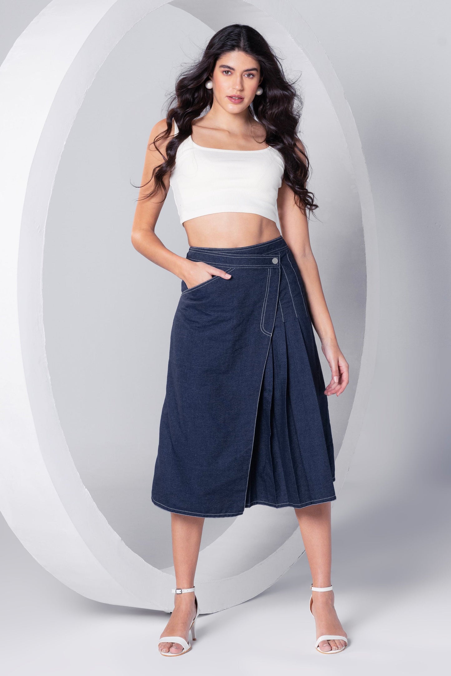 Denim Chic Midi Skirt