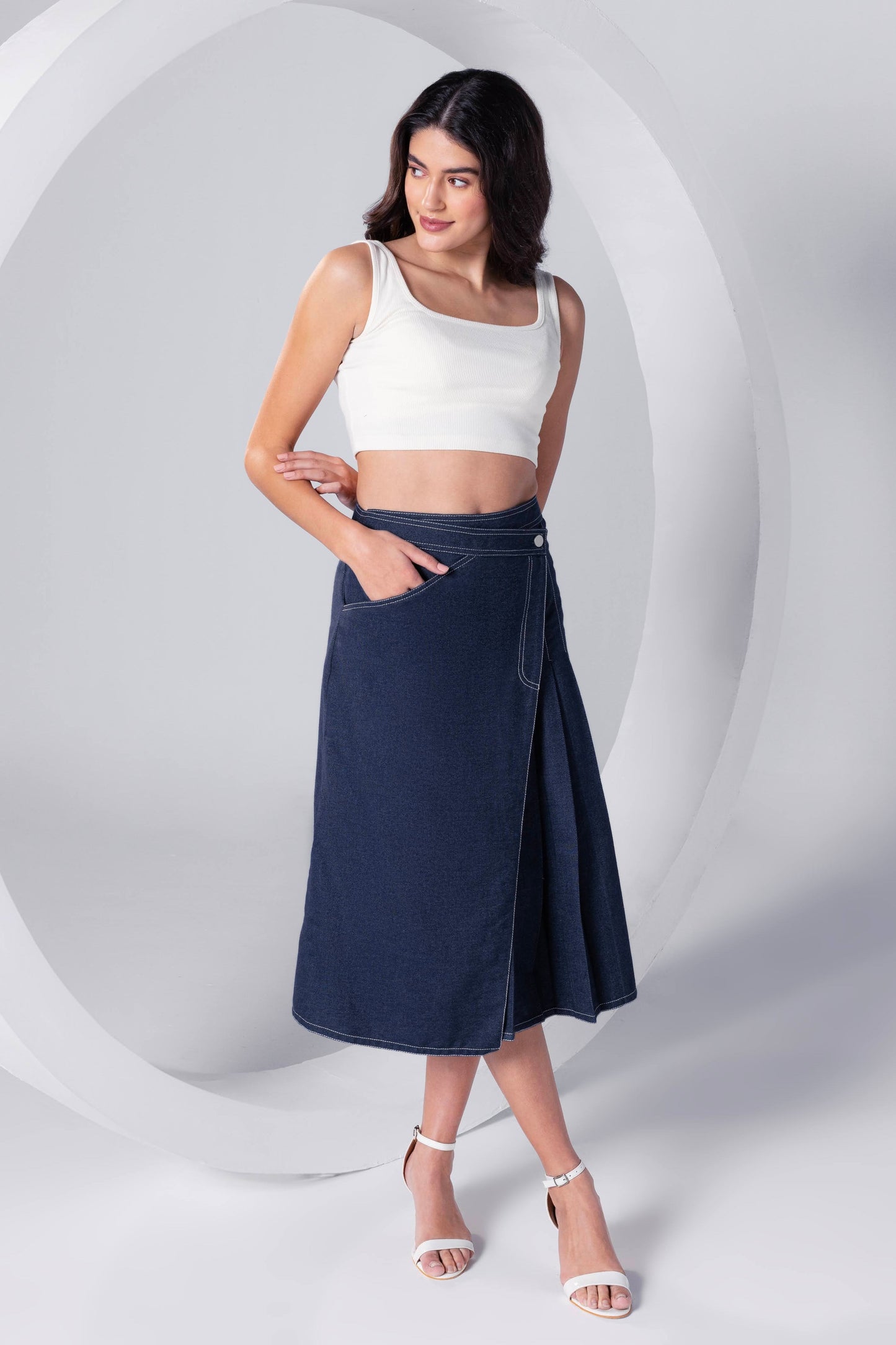 Denim Chic Midi Skirt