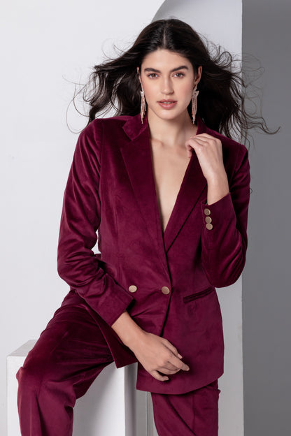 Bordeaux Corduroy Blazer and Pant Set