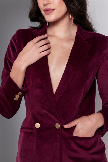 Bordeaux Corduroy Blazer and Pant Set