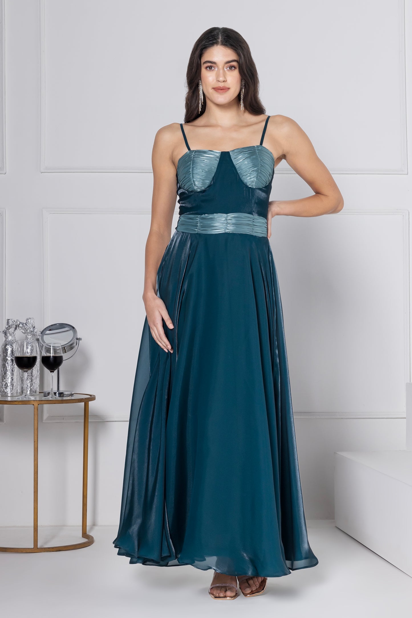 Dark Emerald Glam Maxi Dress